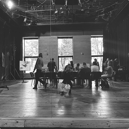 Researchers working with VR equipment